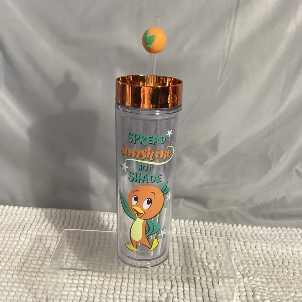 Disney Parks Orange Bird Spread Sunshine Not Shade 15oz Cup Tumbler with Straw